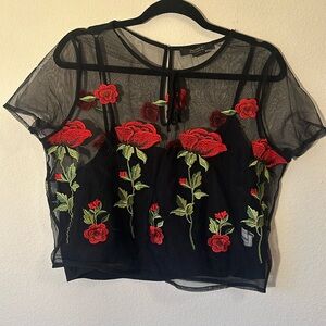 Mesh Embroidered Crop